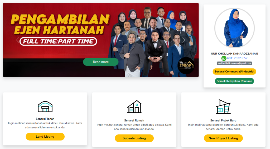 Ejen hartanah mesra pelanggan dan berpengalaman luas dalam pasaran hartanah. Dapatkan khidmat nasihat hartanah hari ini
